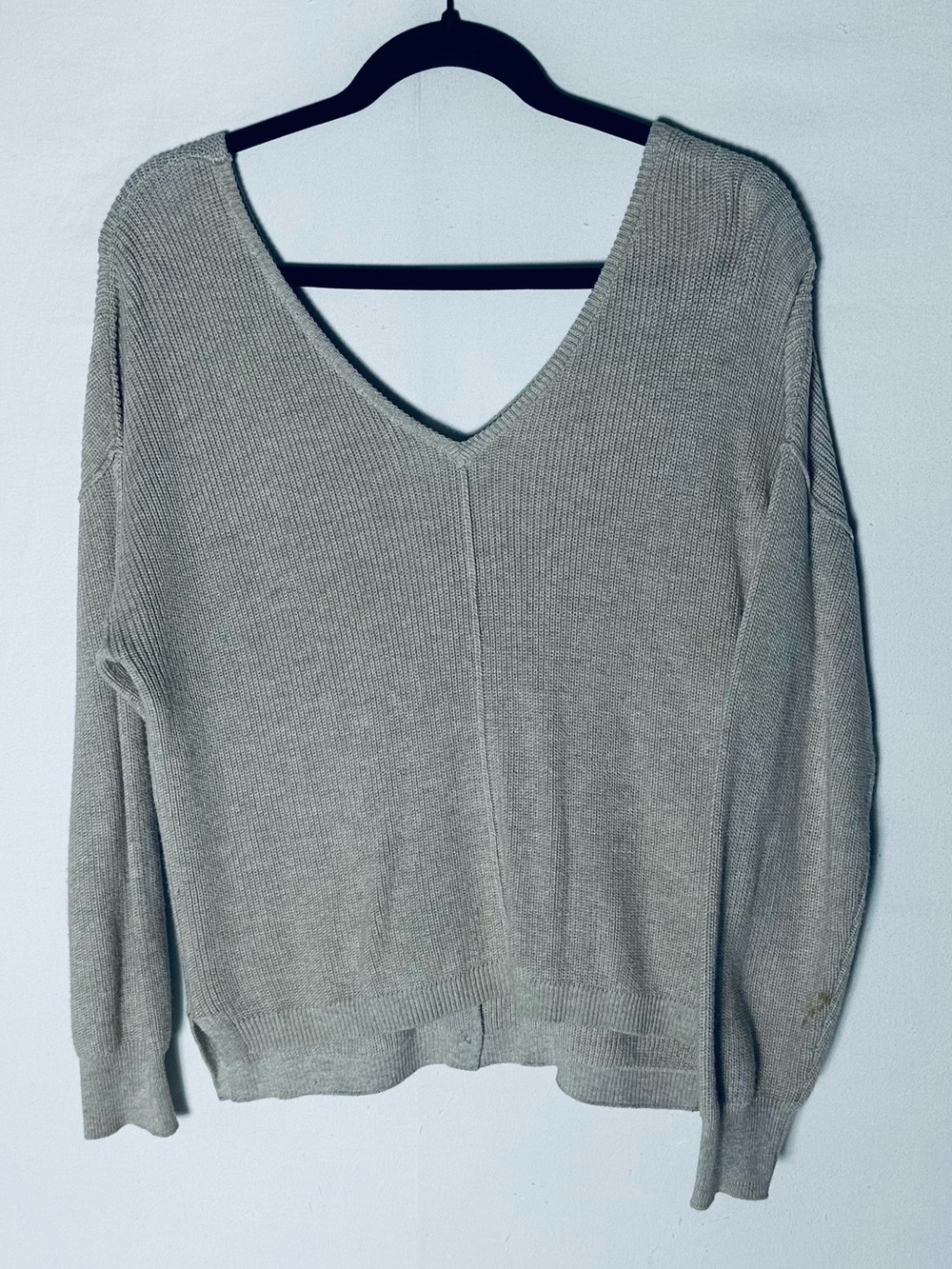 Pink Rose Oatmeal Cotton Blend Ribbed Knit Back Button Detail B Neck Sweater S